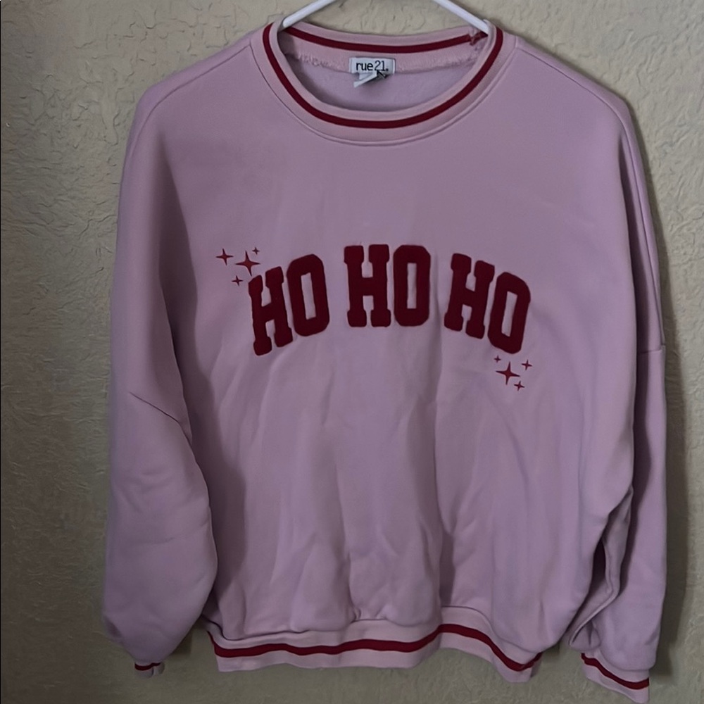 Rue21 Pink Sweatshirt with Red 'HO HO HO'